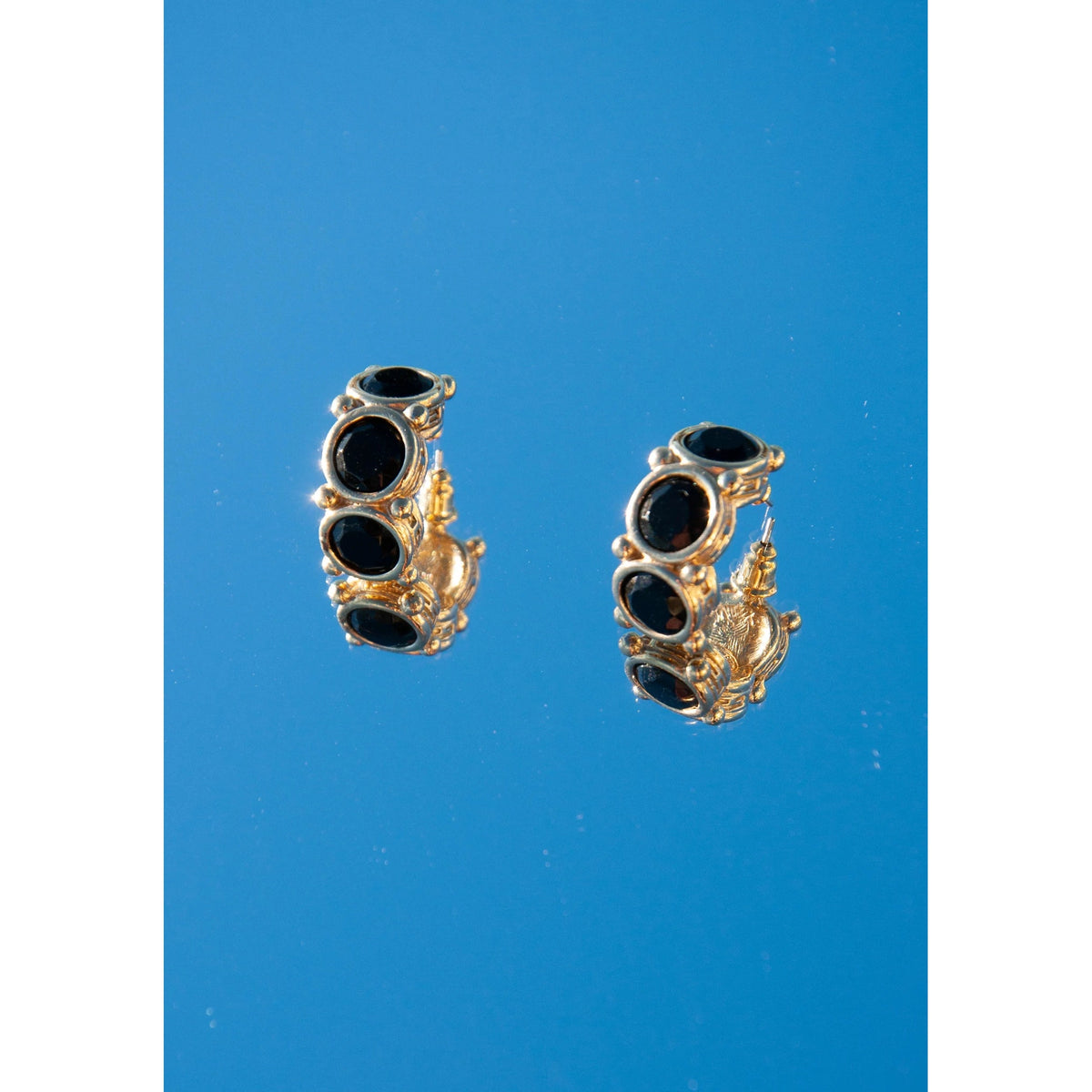 Pre-loved GIVENCHY Vintage 1980s Gold and Black Earrings - theREMODA