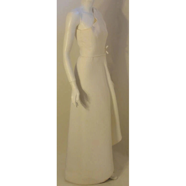 Pre-Owned GIVENCHY Circa 1970s White One Shoulder Gown | Size 25 - theREMODA