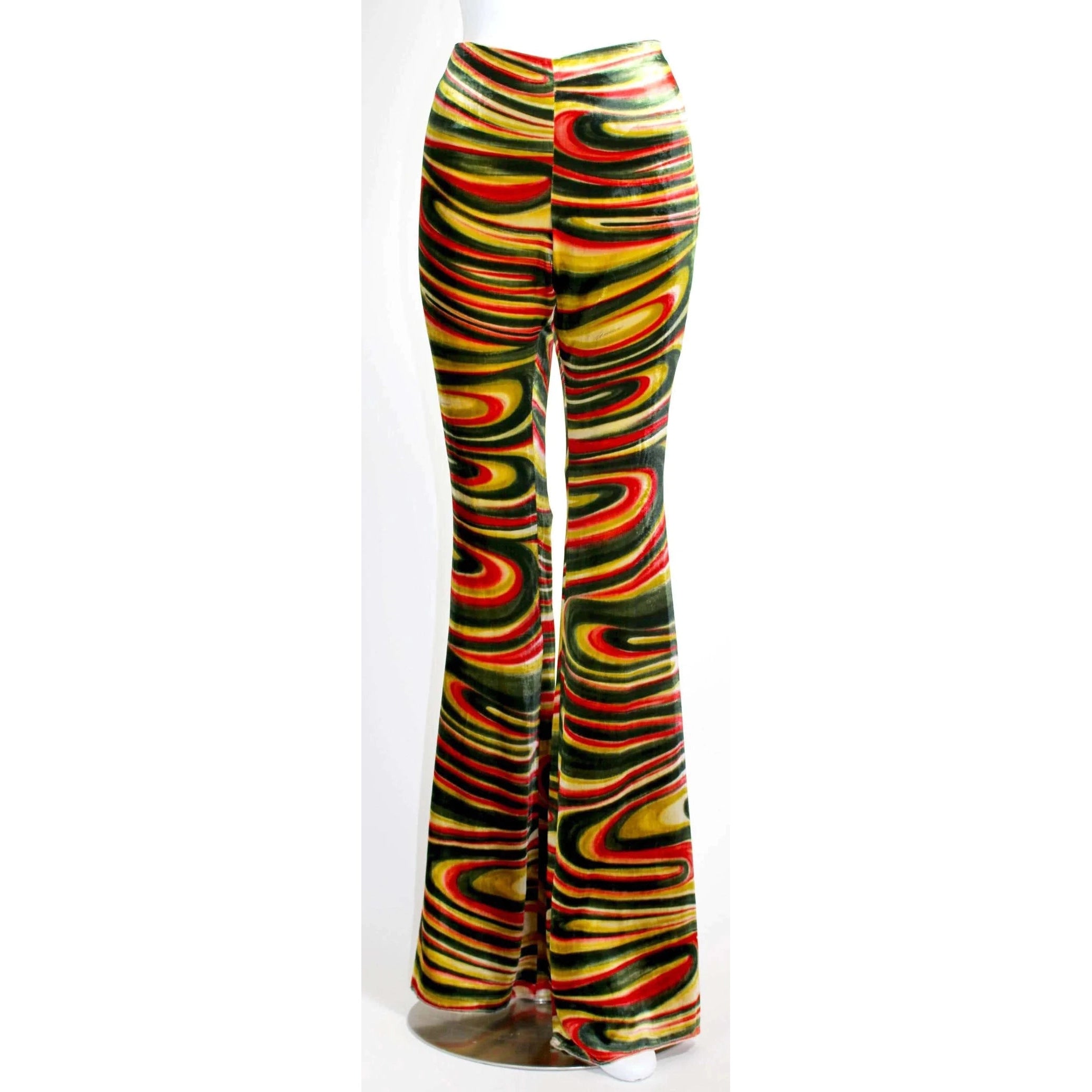 1990s Gucci by Tom Ford Runway Psychedelic Swirl Silk Velvet Pants Doc –  Basha Gold
