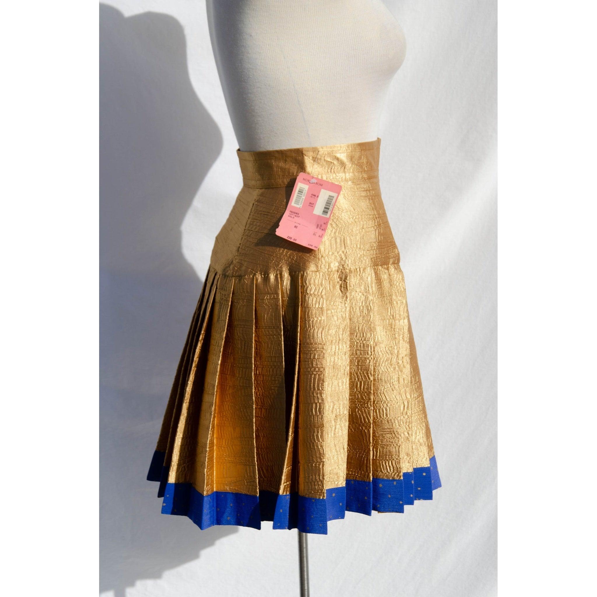 JEAN MARC Vintage Gold Pleated Skirt Size XS S theREMODA