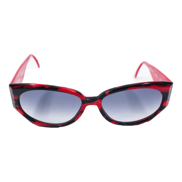 Vintage KRIZIA Black and Red Marbled Sunglasses Wide Frame Italy - theREMODA
