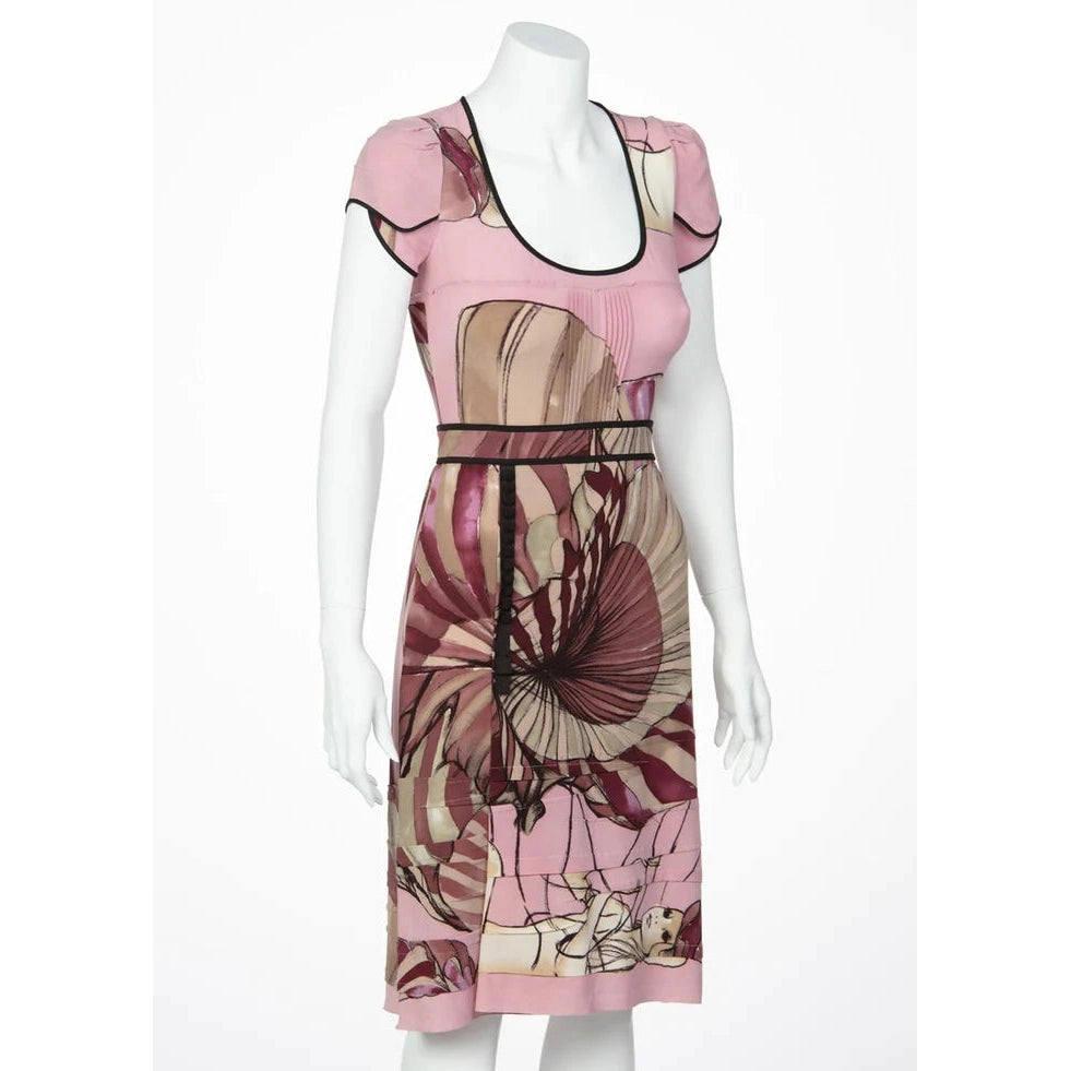 Pre-Owned PRADA 2008 James Jean Fairy Collection Pink Print Silk Dress - theREMODA