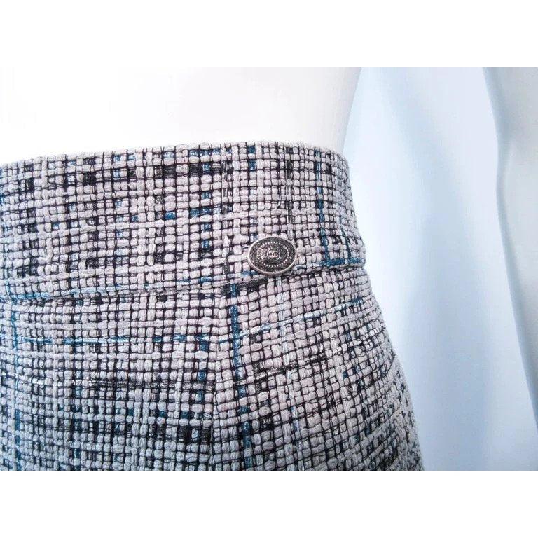 Pre-loved CHANEL Grey and Blue Skirt Suit - theREMODA