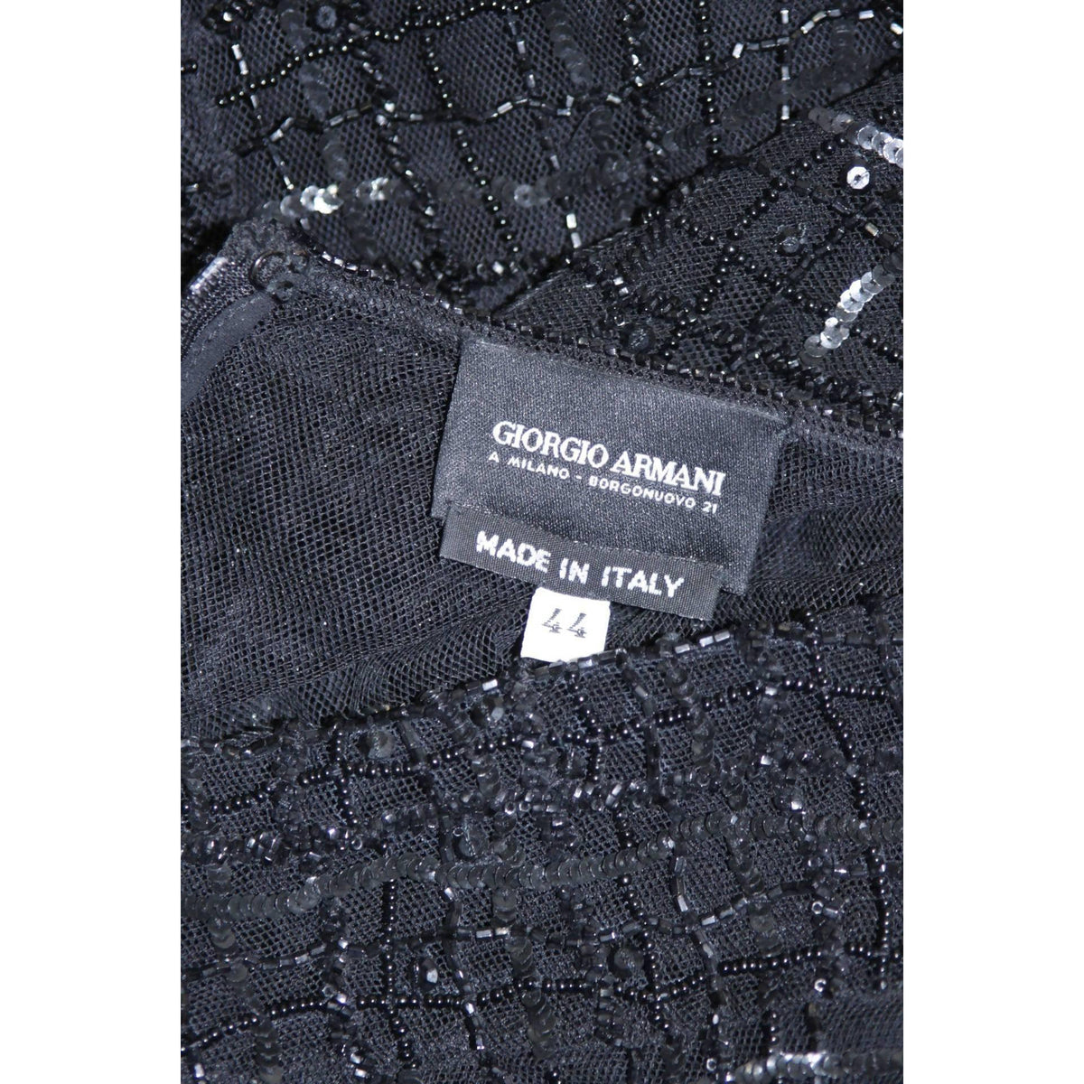 Pre-loved GIORGIO ARMANI Geometric Pattern Black Beaded Gown | Size EU 44 - theREMODA