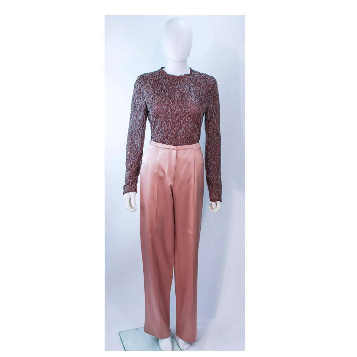 Pre-loved GIORGIO ARMANI Pink Mauve Silk Pant & Body Suit | EU 42 - theREMODA
