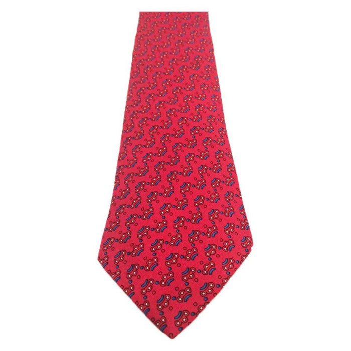 Pre-loved HERMES Imperial Red Silk Neck Tie Print - theREMODA