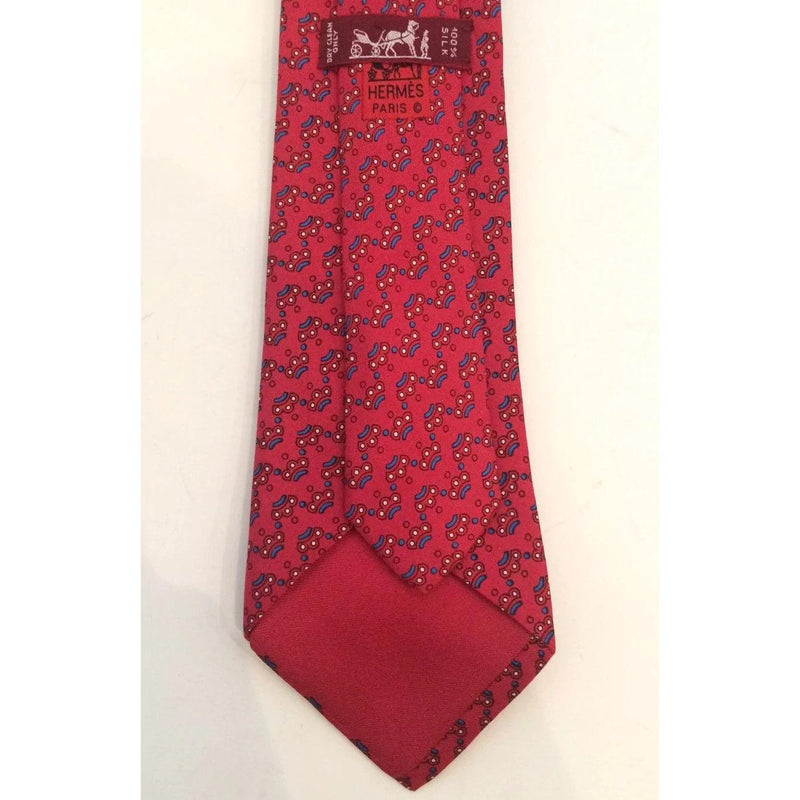 Pre-loved HERMES Imperial Red Silk Neck Tie Print - theREMODA
