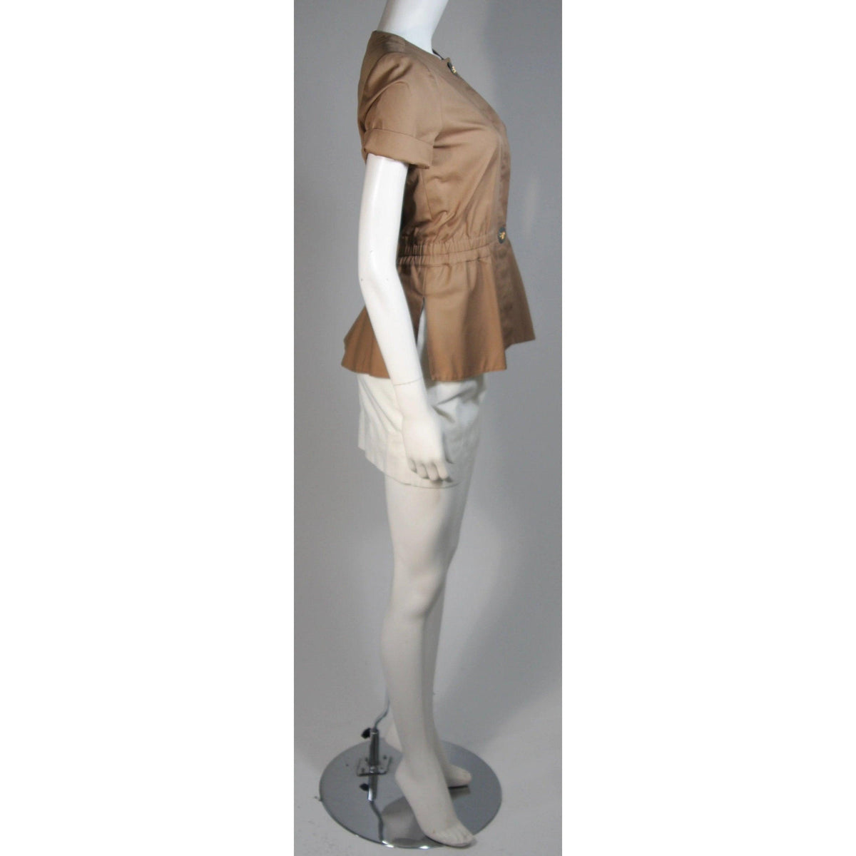 Pre-loved HERMES Khaki and White Safari Style Skirt Suit - theREMODA