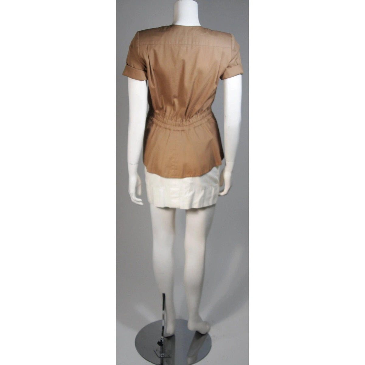 Pre-loved HERMES Khaki and White Safari Style Skirt Suit - theREMODA