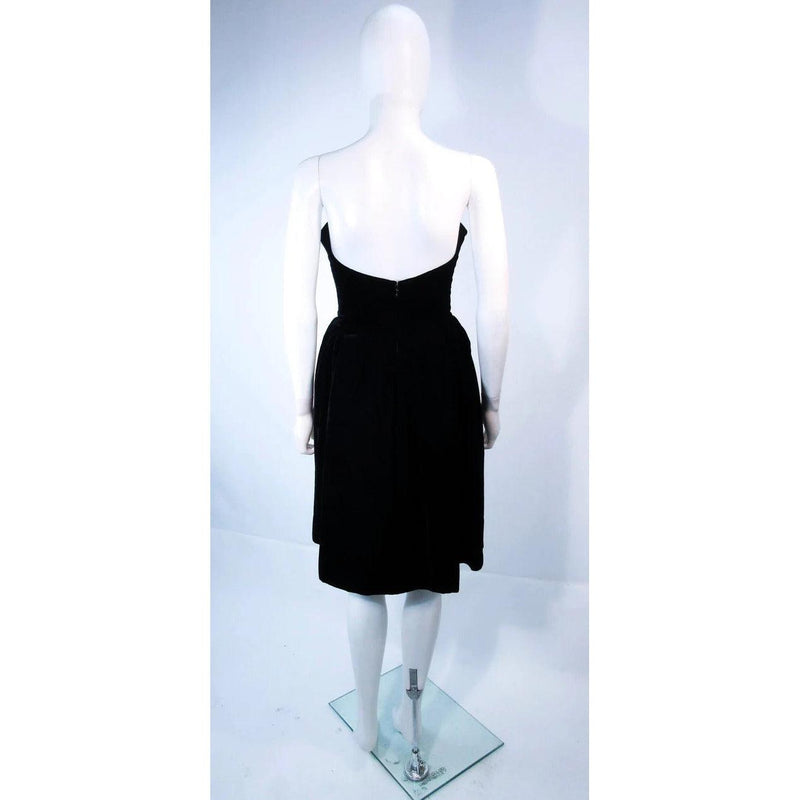 Pre-loved Yves Saint Laurent Black Velvet Cocktail Dress with Full Skirt - theREMODA