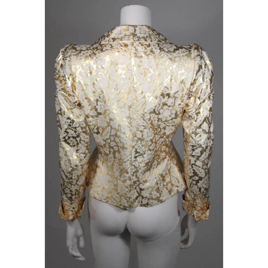 Pre-loved YVES SAINT LAURENT Gold Foil Jacket w/ Daisy Buttons - theREMODA