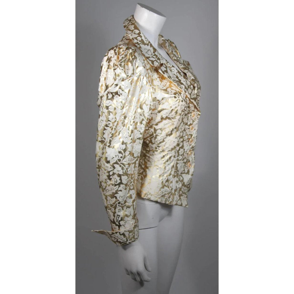 Pre-loved YVES SAINT LAURENT Gold Foil Jacket w/ Daisy Buttons - theREMODA