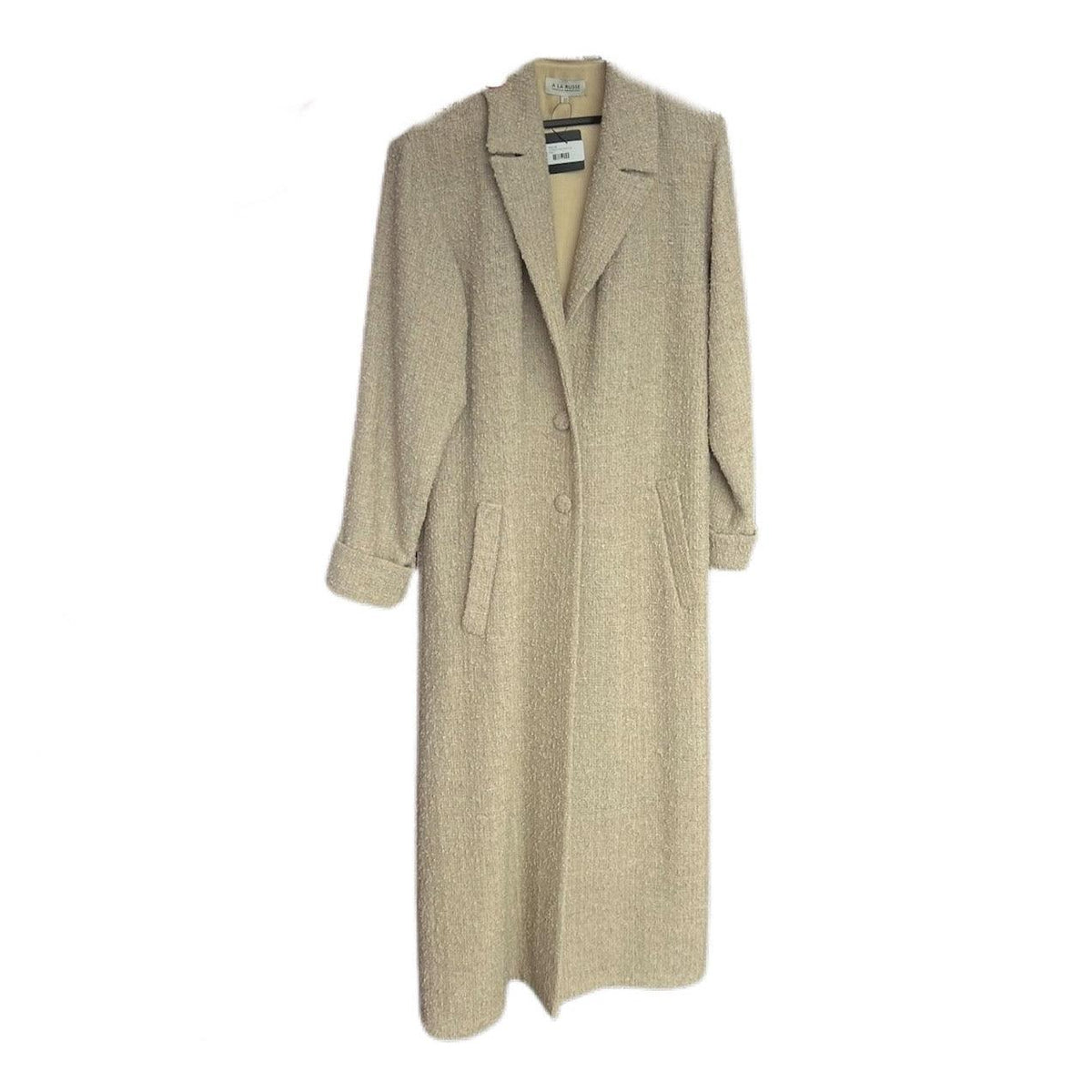 Pre-Owned A LA RUSSE Beige Long Tweed Coat | Size 37 - theREMODA