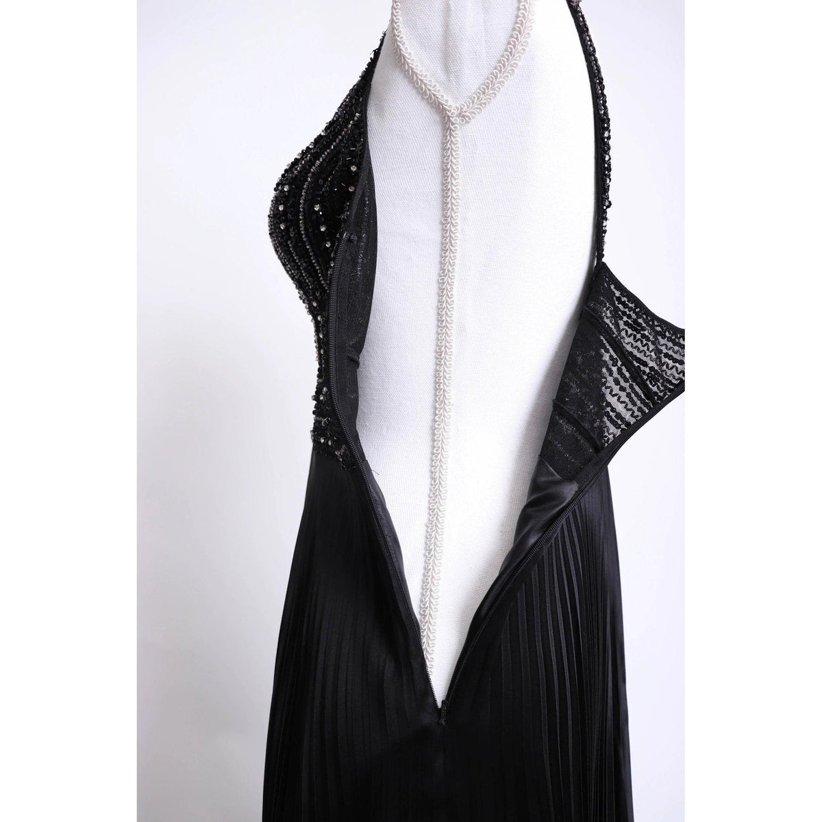 Pre-owned ALBERTO MAKALI 90’s Black Silk Spaghetti Strap Evening Dress | Size M - theREMODA