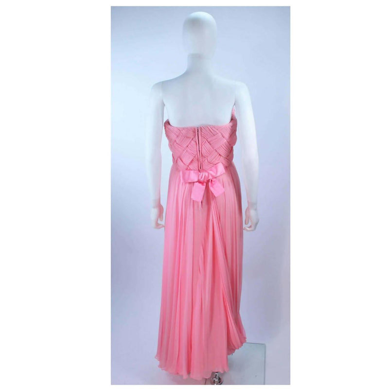 Pre-Owned ARNOLD SCAASI Pink Draped Chiffon Gown | Size 4/6 - theREMODA