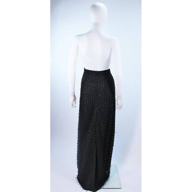 Pre-Owned Black Beaded Fringe Evening Skirt | US 12-14 - theREMODA