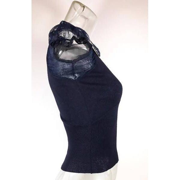Pre-Owned BLUMARINE Navy Blue Knit Cotton Top | Size 38 - theREMODA