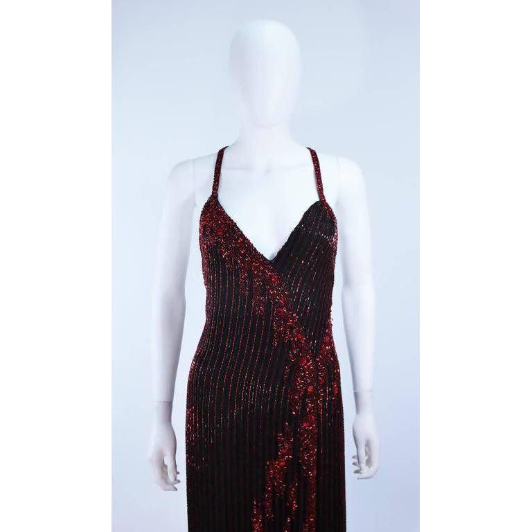 Pre-Owned BOB MACKIE Beaded Black & Red Gown | Size 8 - theREMODA