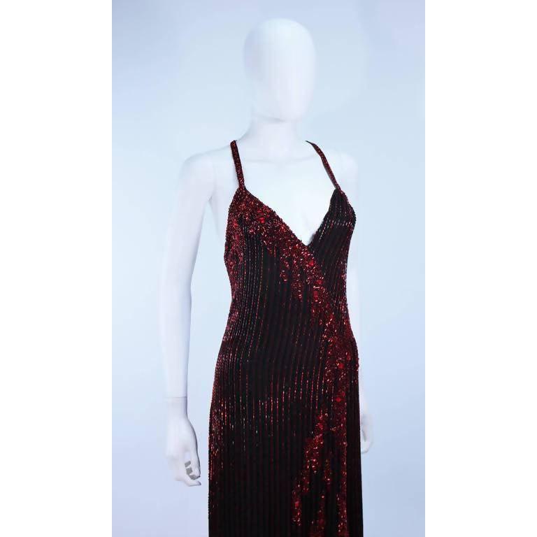 Pre-Owned BOB MACKIE Beaded Black & Red Gown | Size 8 - theREMODA