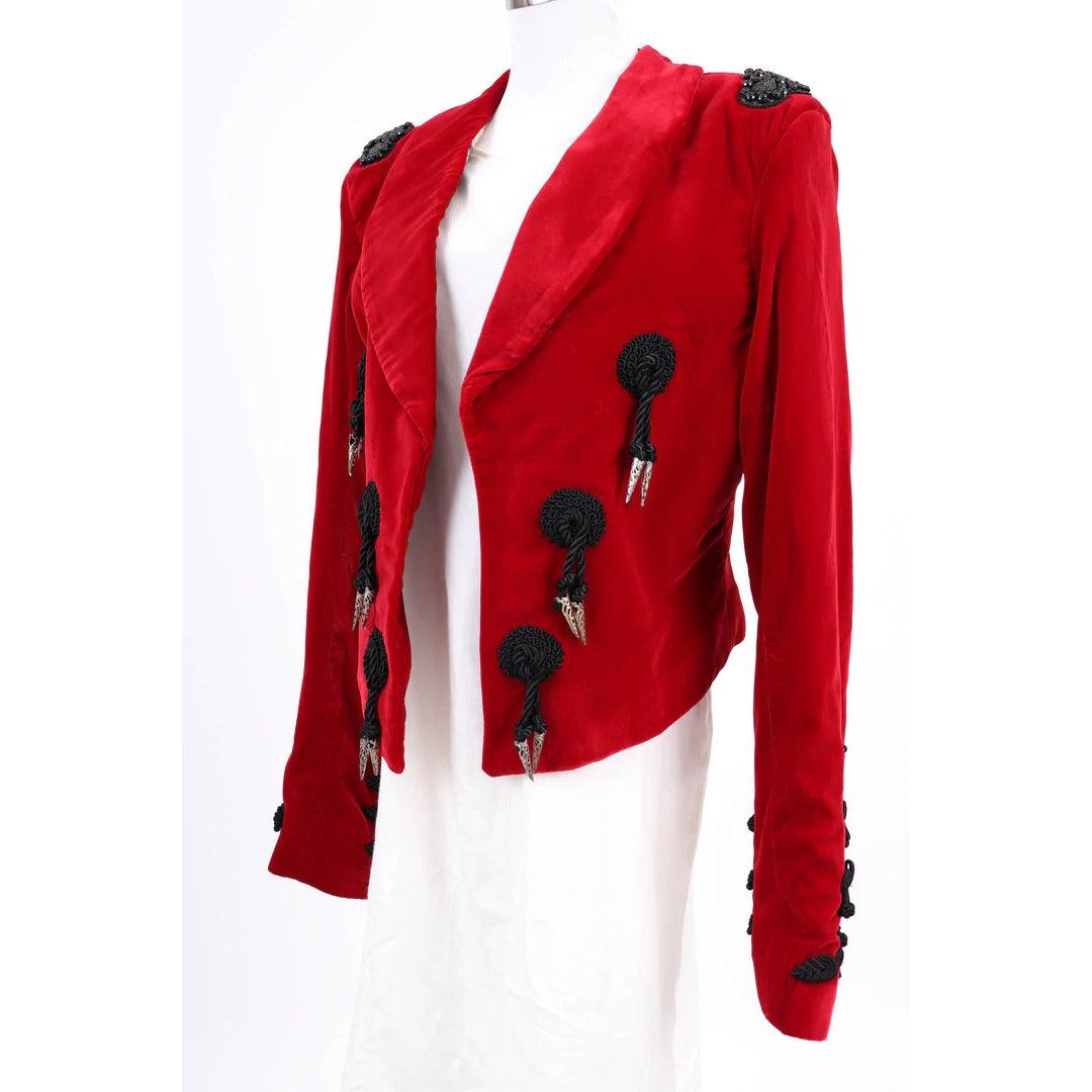 Pre-Owned BOLERO 1980's Custom Red Velvet Jacket |  M/L/XL - theREMODA