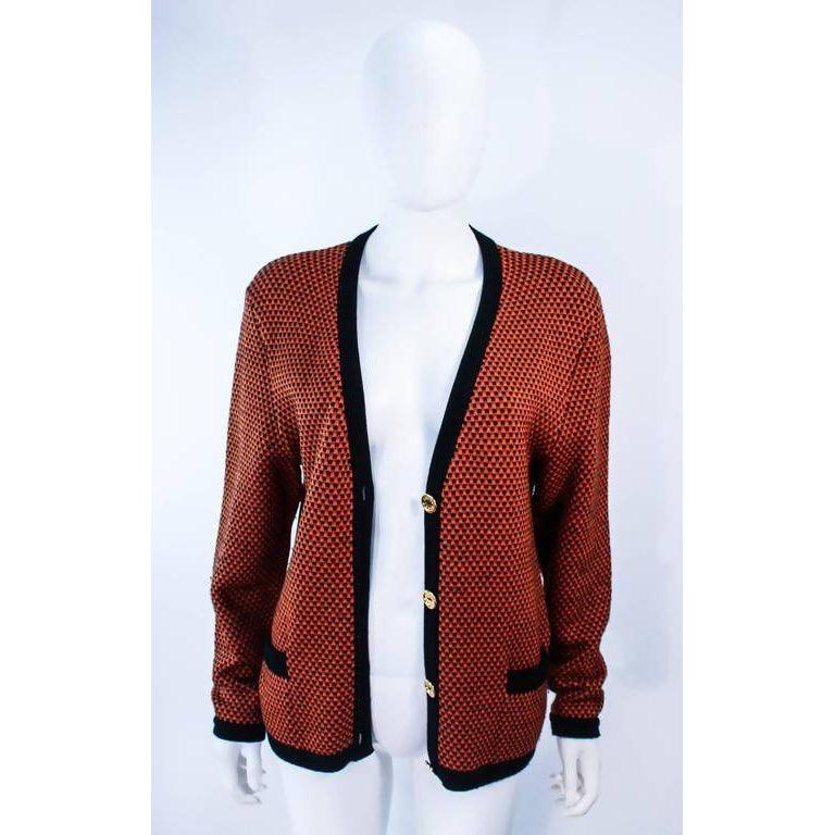 Pre-Owned CÉLINE Orange and Brown Printed Wool Sweater | Size US 6/8 - theREMODA