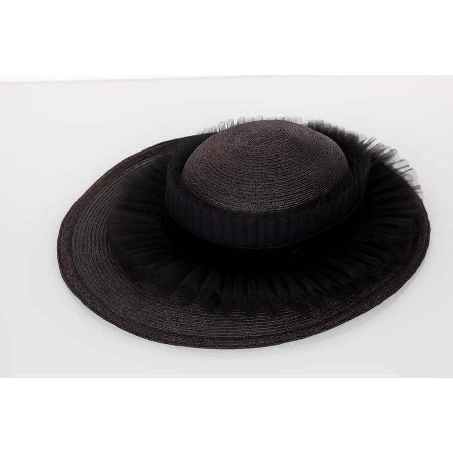 Chanel Black Oval Ruffle Hat Spring 2003