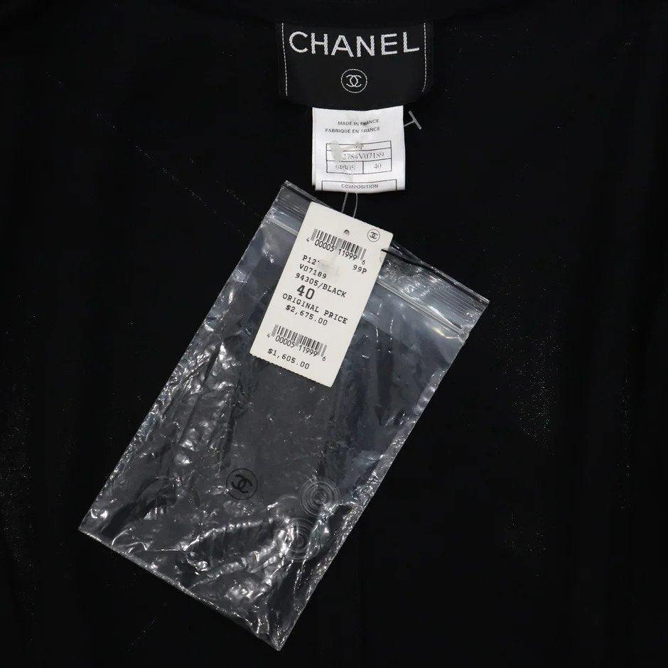 Chanel Black Wool Jacket w/ 4 Pockets & Button Down Skirt 2pc Circa 1990s | Size 38/40