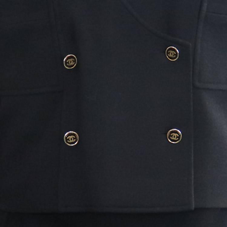 CHANEL Navy Blue Double Knit Jacket and Skirt Set | Size EU 40