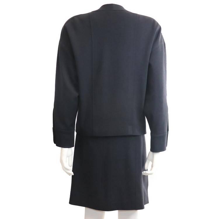 Pre-Owned CHANEL Navy Blue Double Knit Jacket and Skirt Set | Size EU 40 - theREMODA