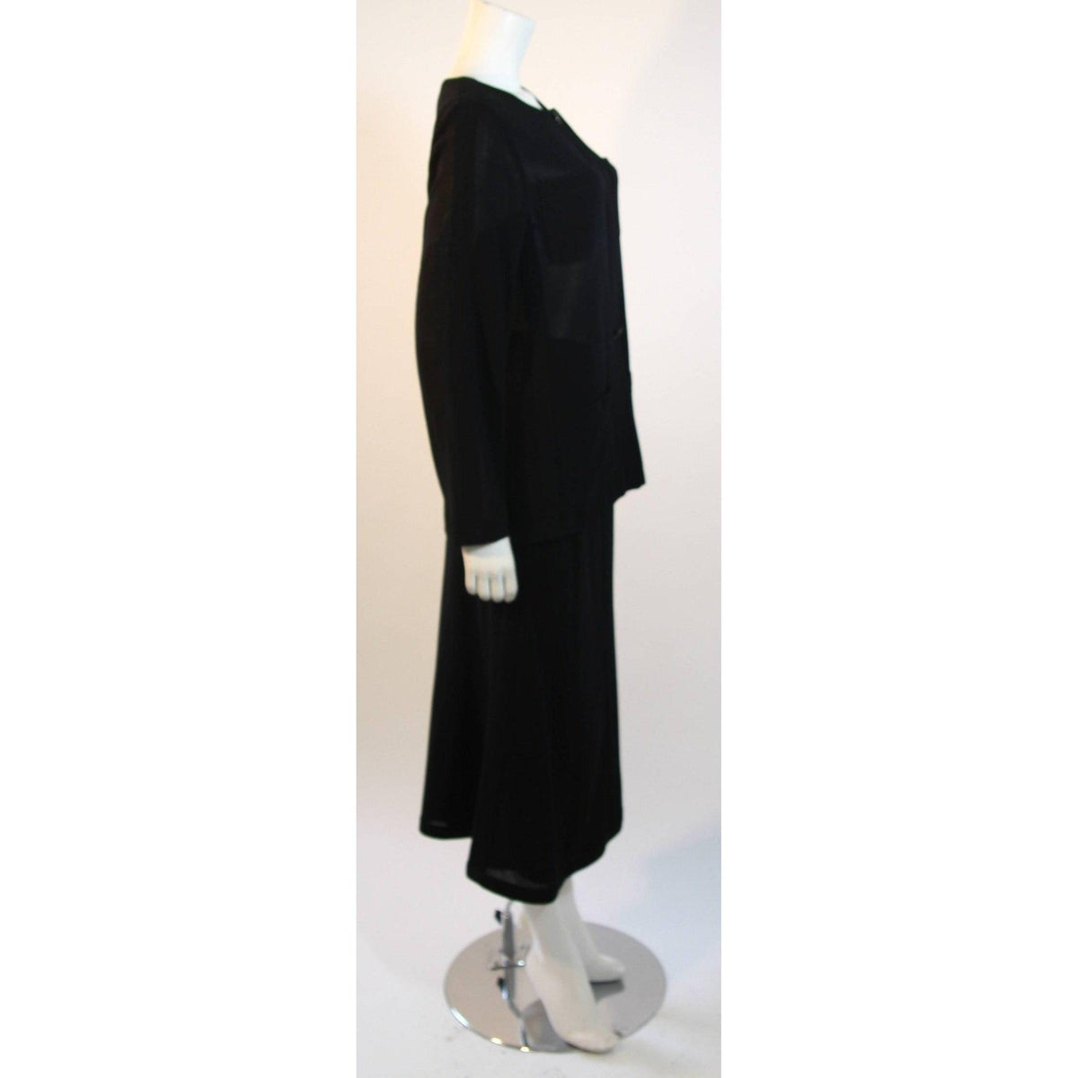 CHANEL Sheer Black Wool Top and Skirt Set