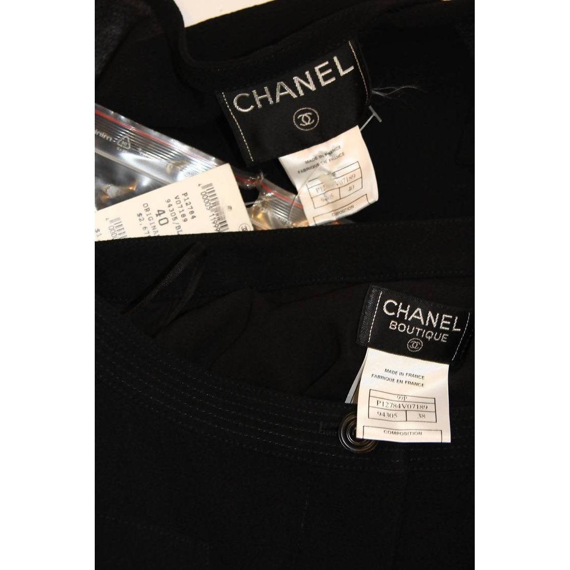 CHANEL Sheer Black Wool Top and Skirt Set