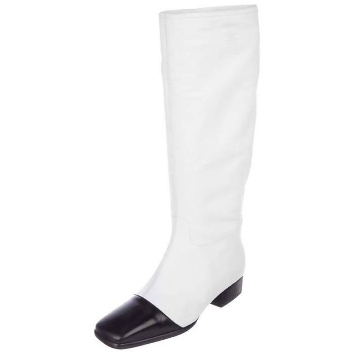 Chanel White Leather Cap Toe Thigh Over Knee High Boots Size 38 at 1stDibs
