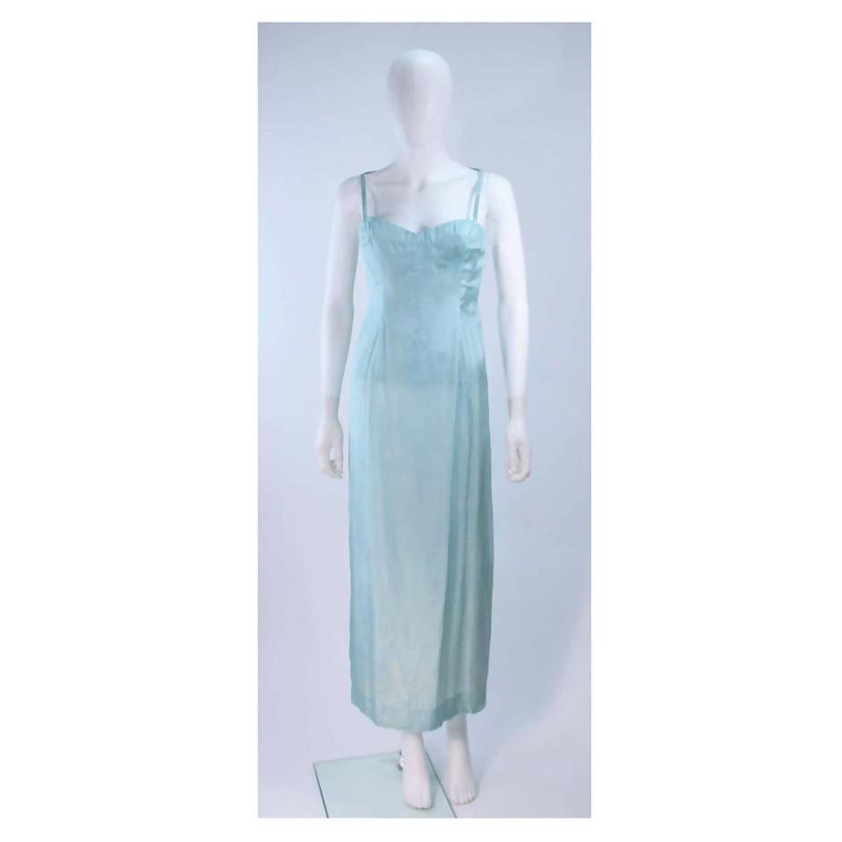 Pre-Owned CHRISTIAN DIOR HAUTRE COUTURE Aqua Draped Gown| Size 0/2 - theREMODA