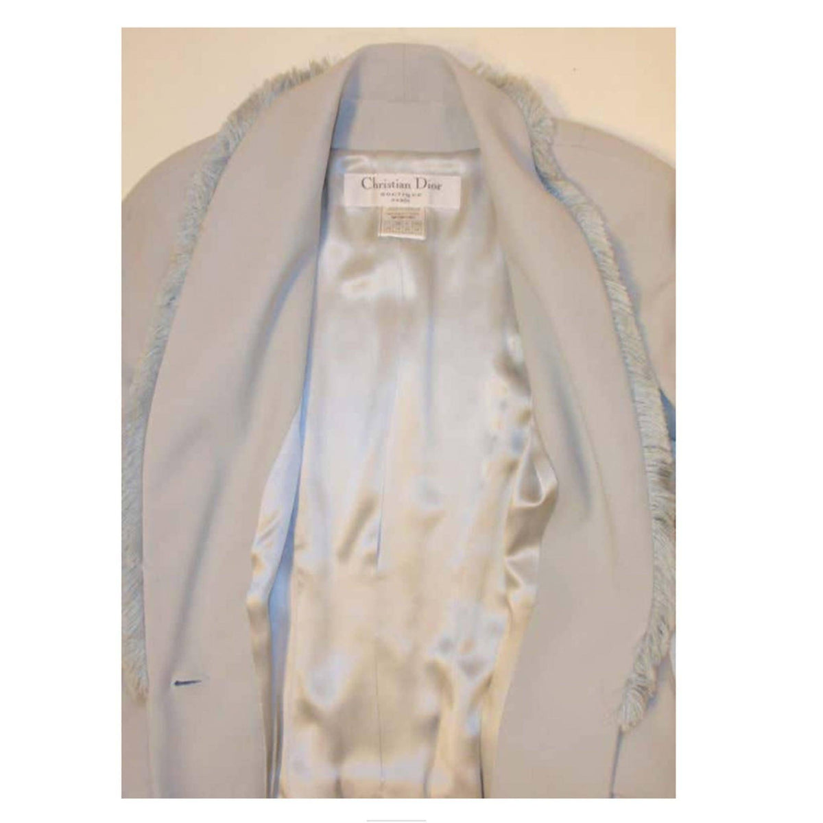 Pre-Owned CHRISTIAN DIOR Two-Piece Light Blue Skirt Suit | Size US 10 - theREMODA
