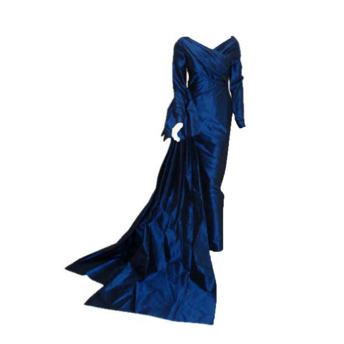 Pre-Owned CHRISTIAN DIOR Vintage 1988 Long Blue Gown | Size 27 - theREMODA