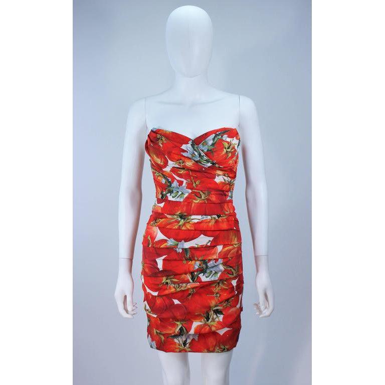 Dolce & Gabbana Ruched Stretch Silk Fruit Print Dress | 38 – theREMODA