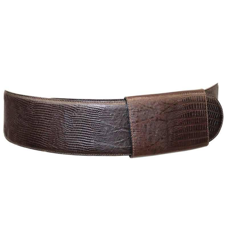Pre-Owned DONNA KARAN Faux Lizard Leather Brown Belt | OS - theREMODA
