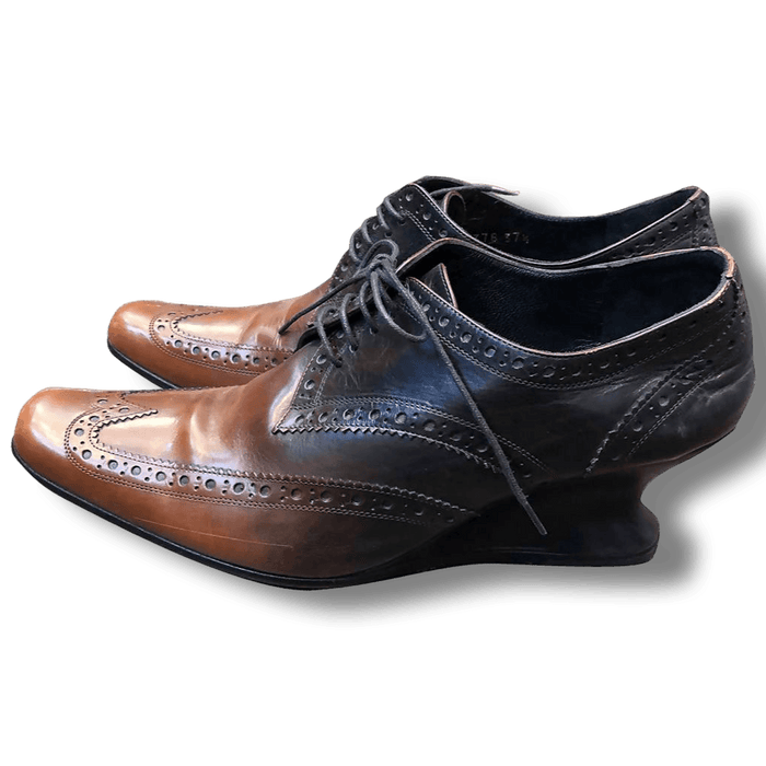 Pre-owned DRIES VAN NOTEN Lace-Up Black & Brown Ombré Oxfords Shoes | Size US 7 - EU 37 - theREMODA