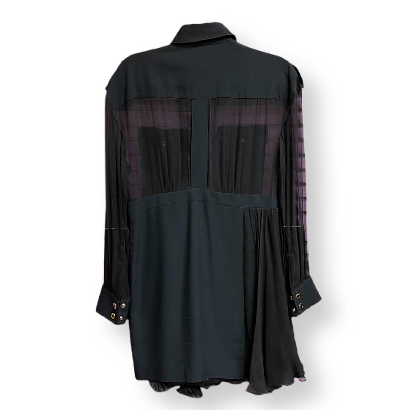 Pre-Owned EMANUEL UNGARO Black Sheer Silk Dress | Size US 6 - theREMODA
