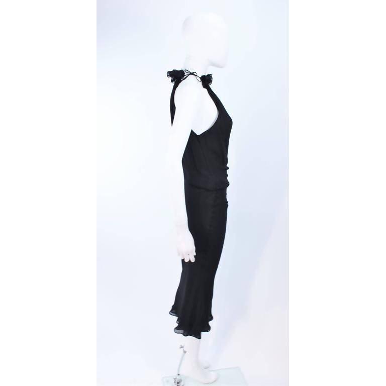 Pre-Owned EMANUEL UNGARO Black Silk Chiffon Halter Dress | Size 42 - theREMODA
