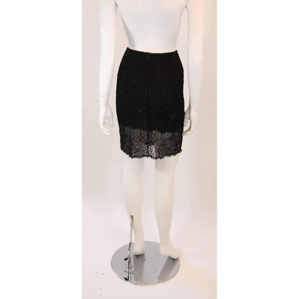 Pre-Owned EMANUEL UNGARO Embellished Black Sheer Skirt | Size S - theREMODA
