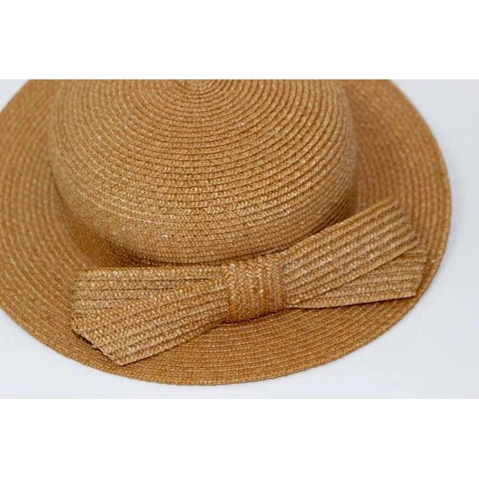 Pre-Owned EMILLIO PUCCI Vintage Woven Straw Tan Hat with Bow - theREMODA