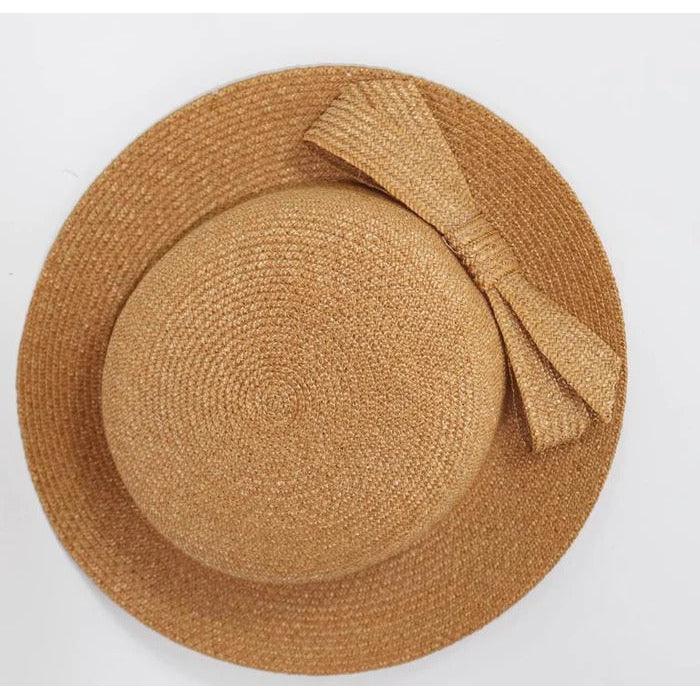 Pre-Owned EMILLIO PUCCI Vintage Woven Straw Tan Hat with Bow - theREMODA