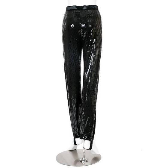Pre-Owned ESCADA Black Sequin Stirrup Pants | US 2/4 - EU 36 - theREMODA