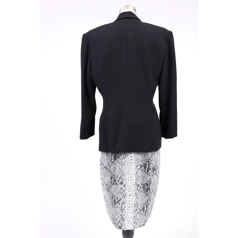 Pre-Owned EVA CHUN 80's Black and Snakeskin Skirt Suit - theREMODA