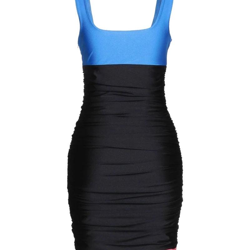 Pre-owned FAUSTO PUGLISI Black & Blue Mini Dress | US 6 - theREMODA