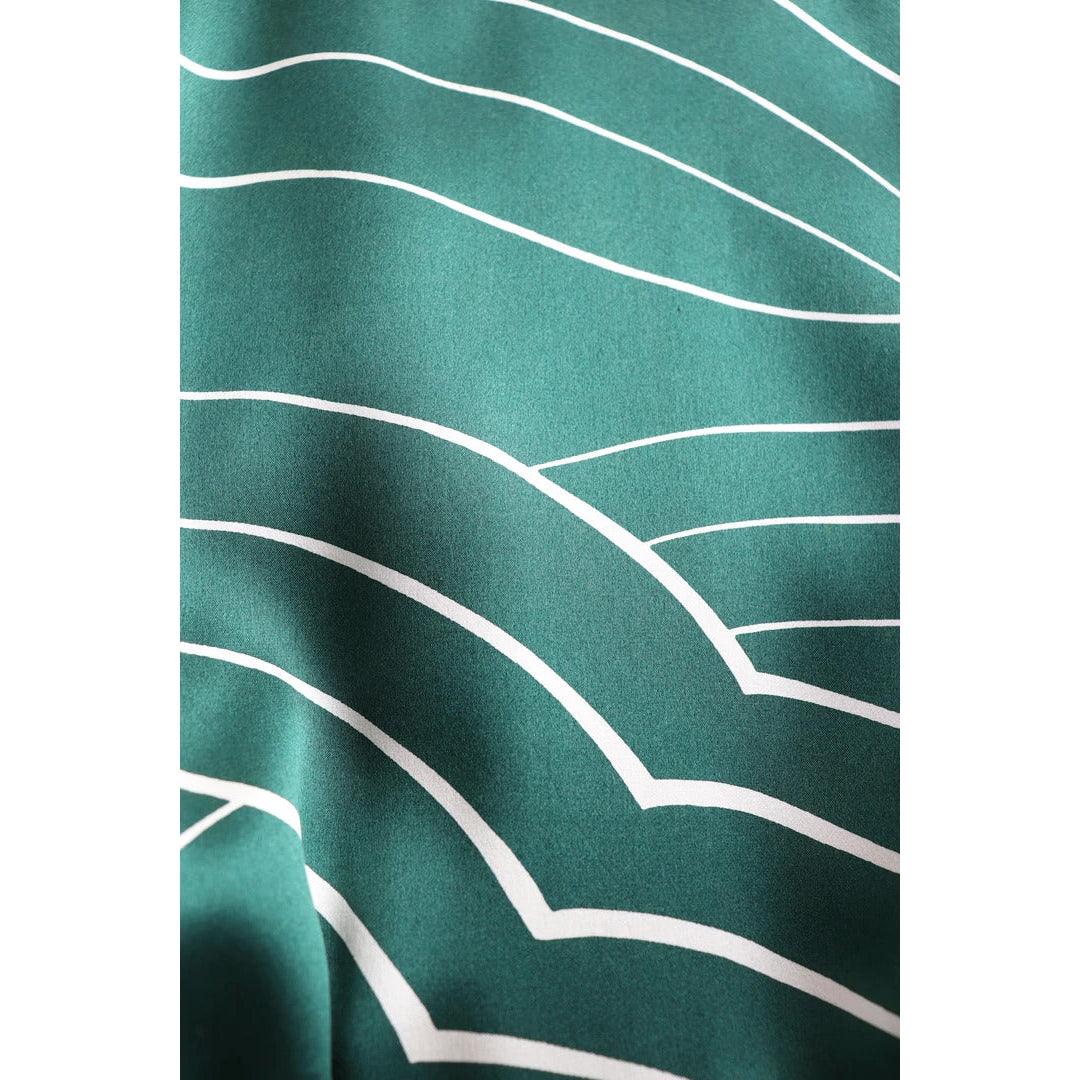 Pre-Owned GALANOS 1980's Emerald Green and White Striped Silk Satin Dress - theREMODA