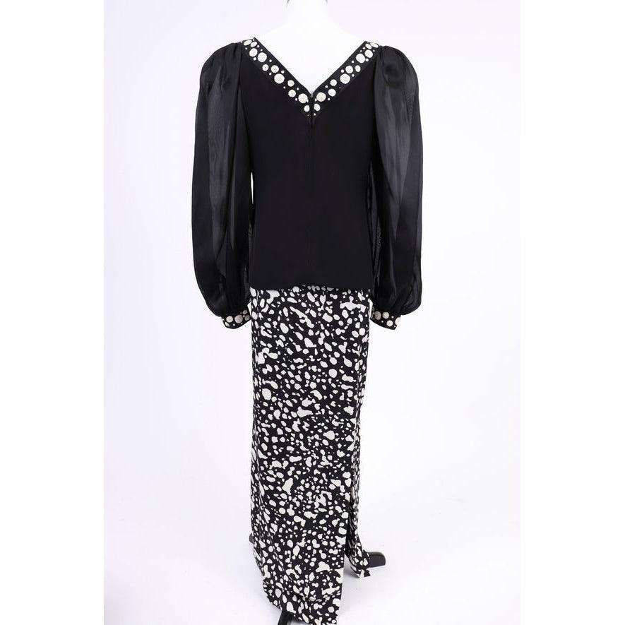 Pre-Owned GALANOS 80'S Black and White Skirt Set | Size S/M - theREMODA