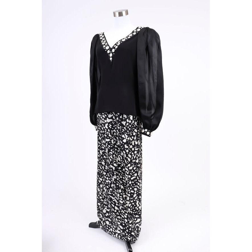 Pre-Owned GALANOS 80'S Black and White Skirt Set | Size S/M - theREMODA