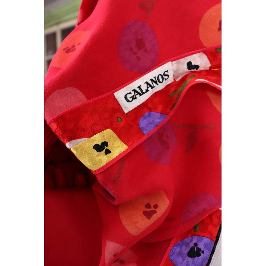 Pre-Owned GALANOS Red Floral Silk Skirt Set | Size S - theREMODA